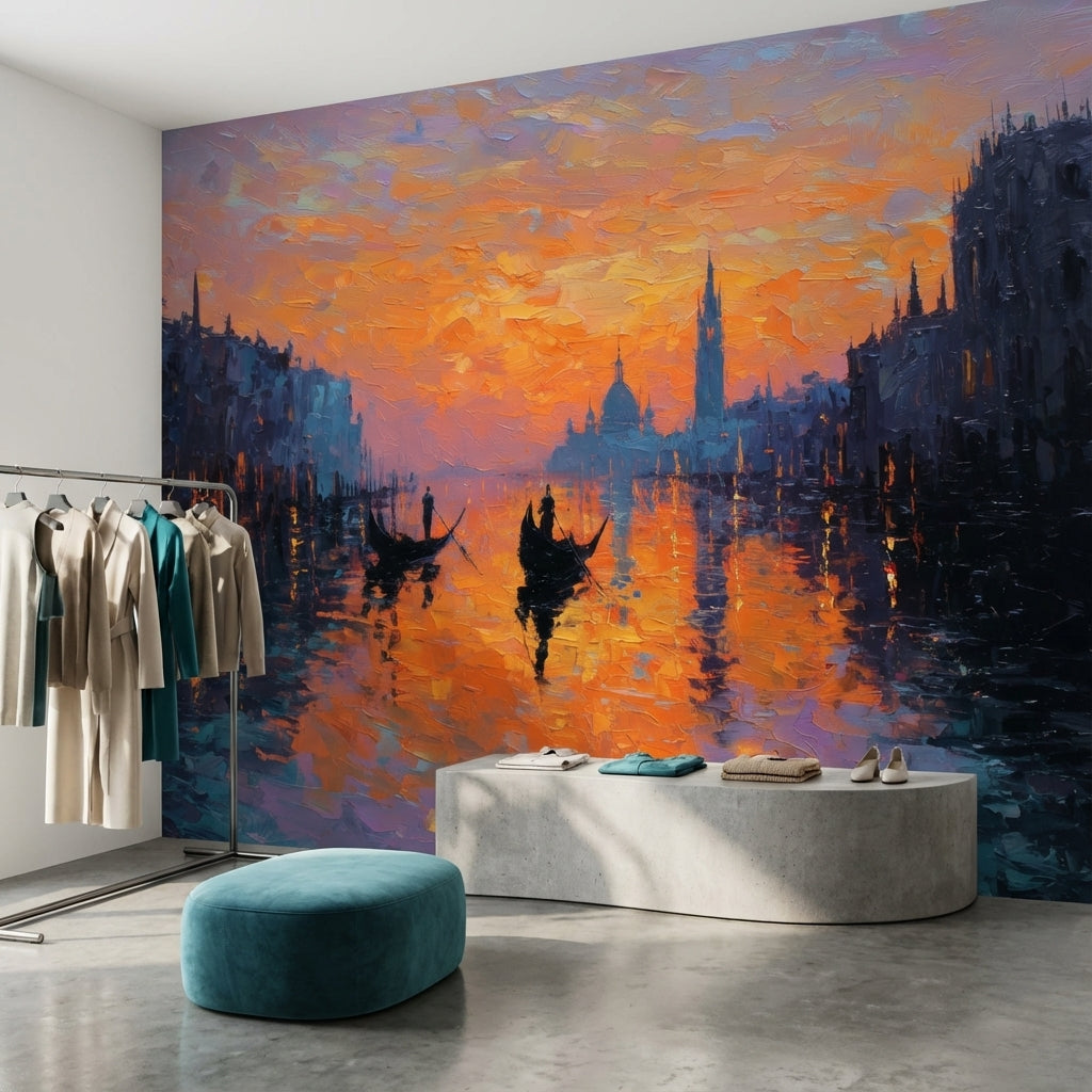 Venice Wallpaper Sunset Removable Gondolas Wall Mural
