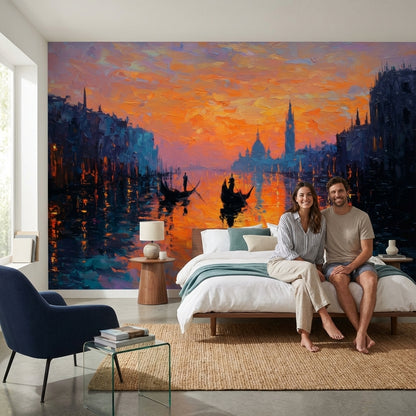 Venice Wallpaper Sunset Removable Gondolas Wall Mural