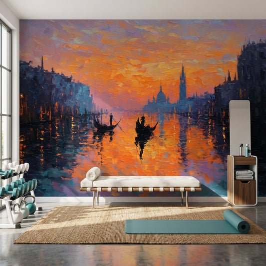 Venice Wallpaper Sunset Removable Gondolas Wall Mural