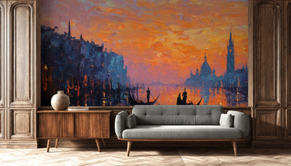Venice Wallpaper Sunset Removable Gondolas Wall Mural