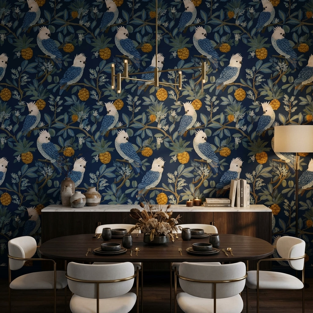 Tropical Wallpaper Cockatoos Removable Foliage Wall Mural