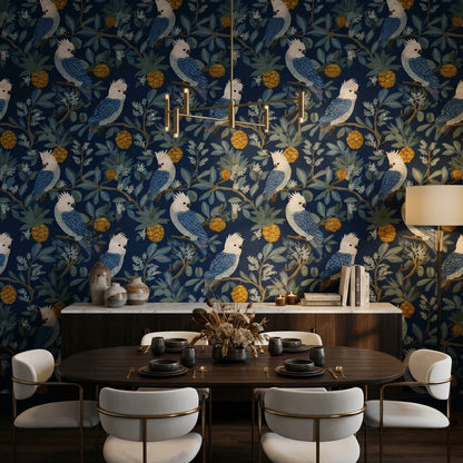 Tropical Wallpaper Cockatoos Removable Foliage Wall Mural