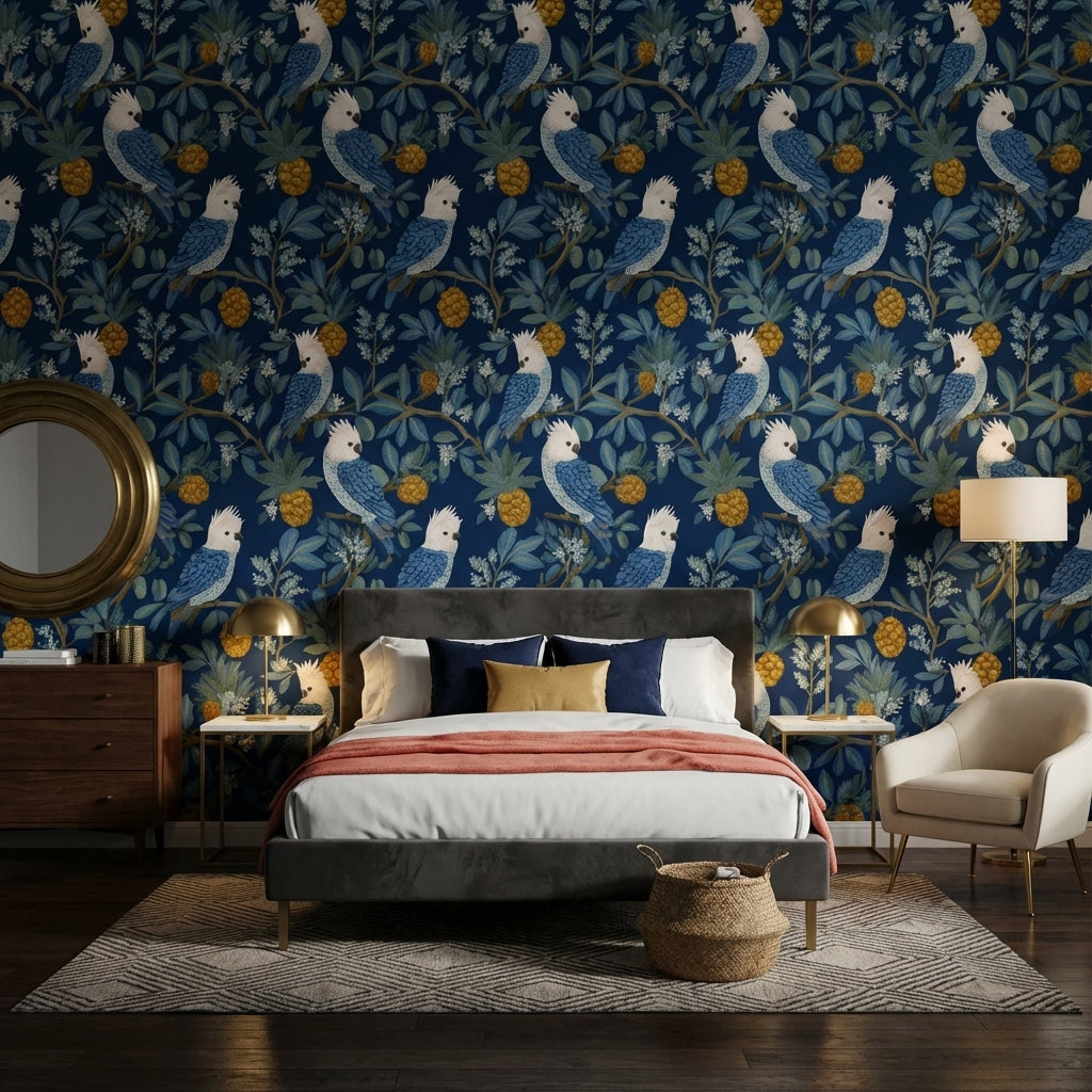 Tropical Wallpaper Cockatoos Removable Foliage Wall Mural