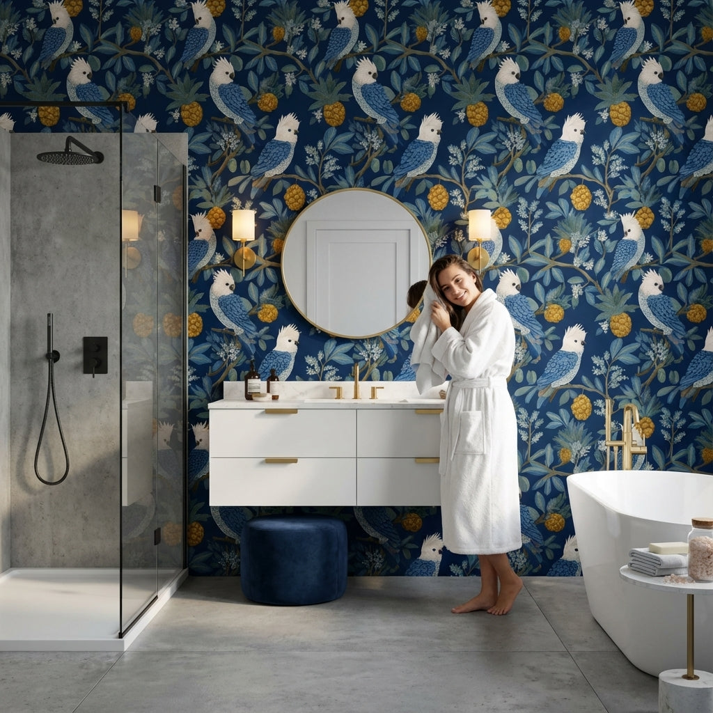 Tropical Wallpaper Cockatoos Removable Foliage Wall Mural