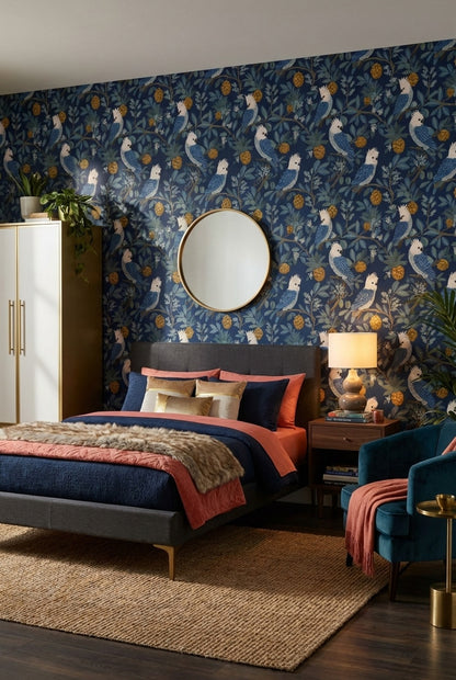 Tropical Wallpaper Cockatoos Removable Foliage Wall Mural