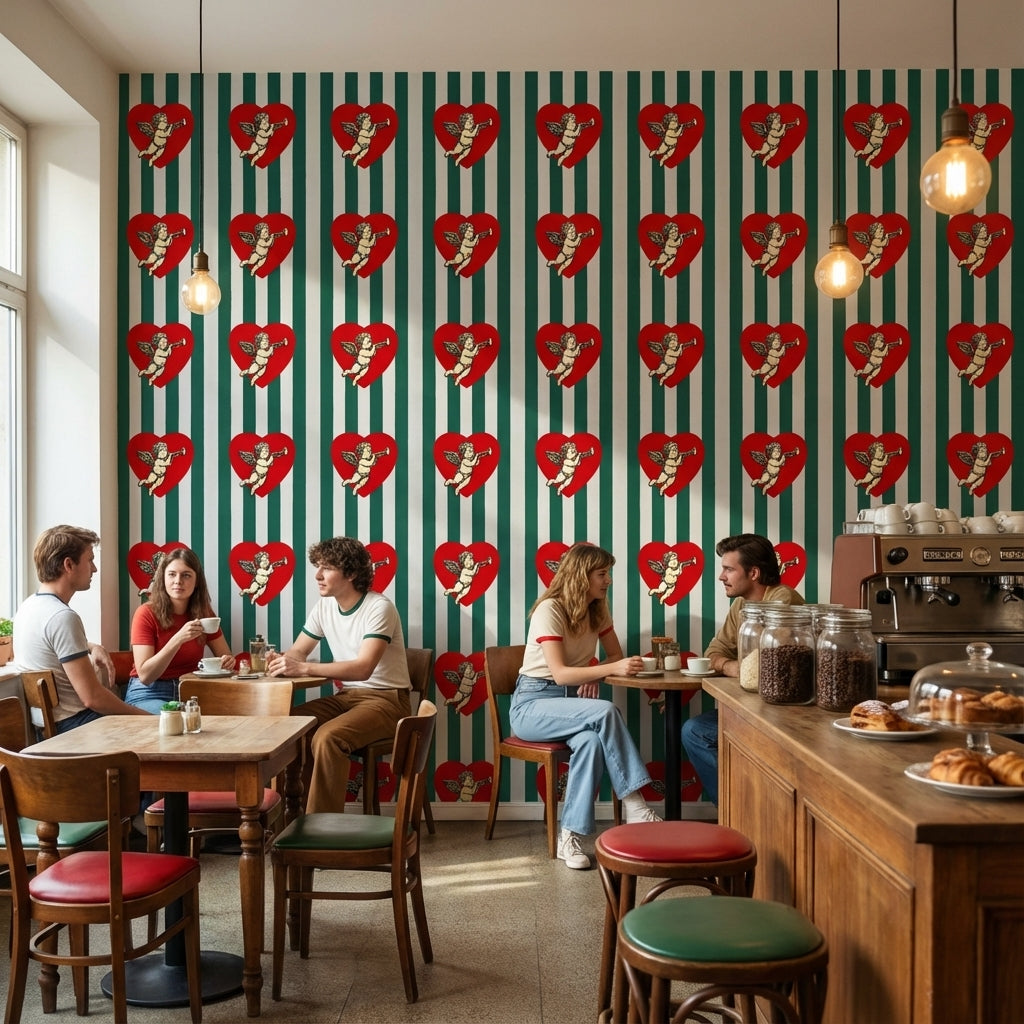 Cherub Wallpaper Heart Eclectic Decorative Mural
