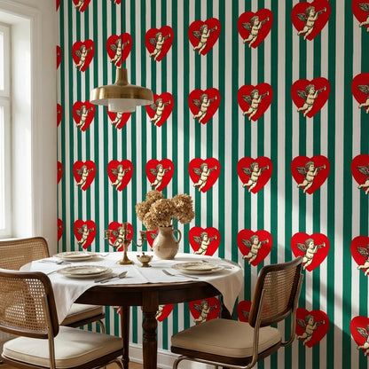 Cherub Wallpaper Heart Eclectic Decorative Mural