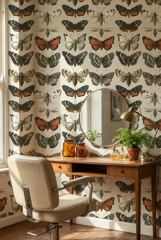 Butterflies Wallpaper Vintage Naturalistic Removable Wall Decor