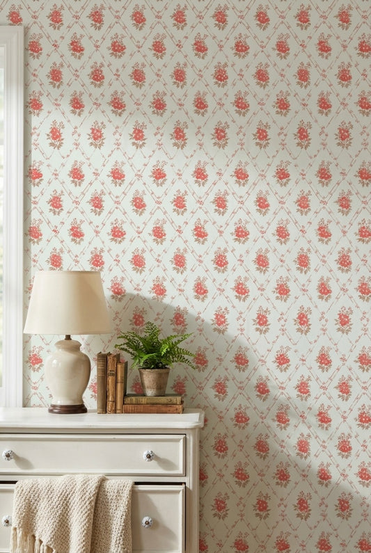Floral Wallpaper Vintage Geometric Decorative Mural