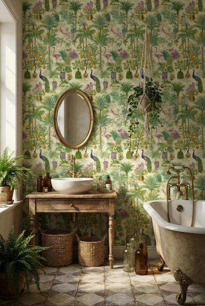 Vintage Wallpaper Shades Removable Green Wall Mural