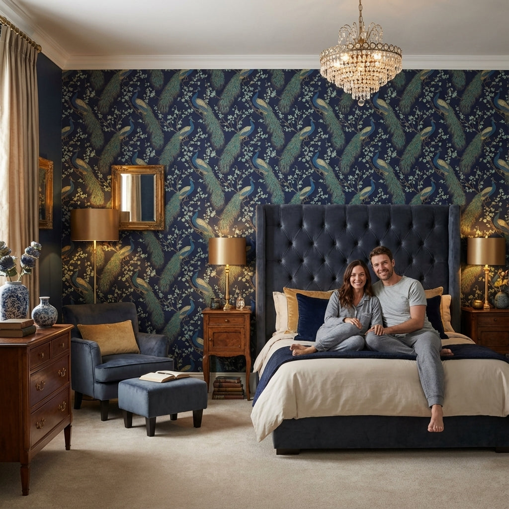 Peacock Wallpaper Floral Oriental Decorative Mural