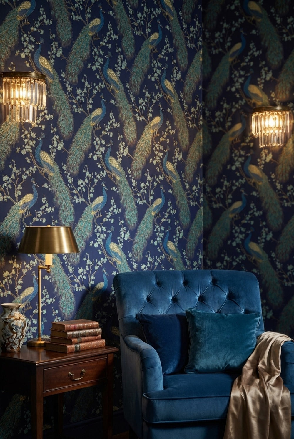 Peacock Wallpaper Floral Oriental Decorative Mural