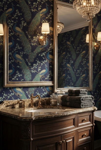 Peacock Wallpaper Floral Oriental Decorative Mural