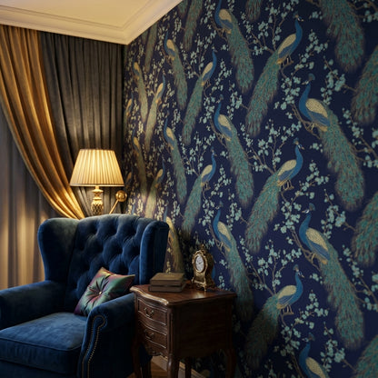 Peacock Wallpaper Floral Oriental Decorative Mural
