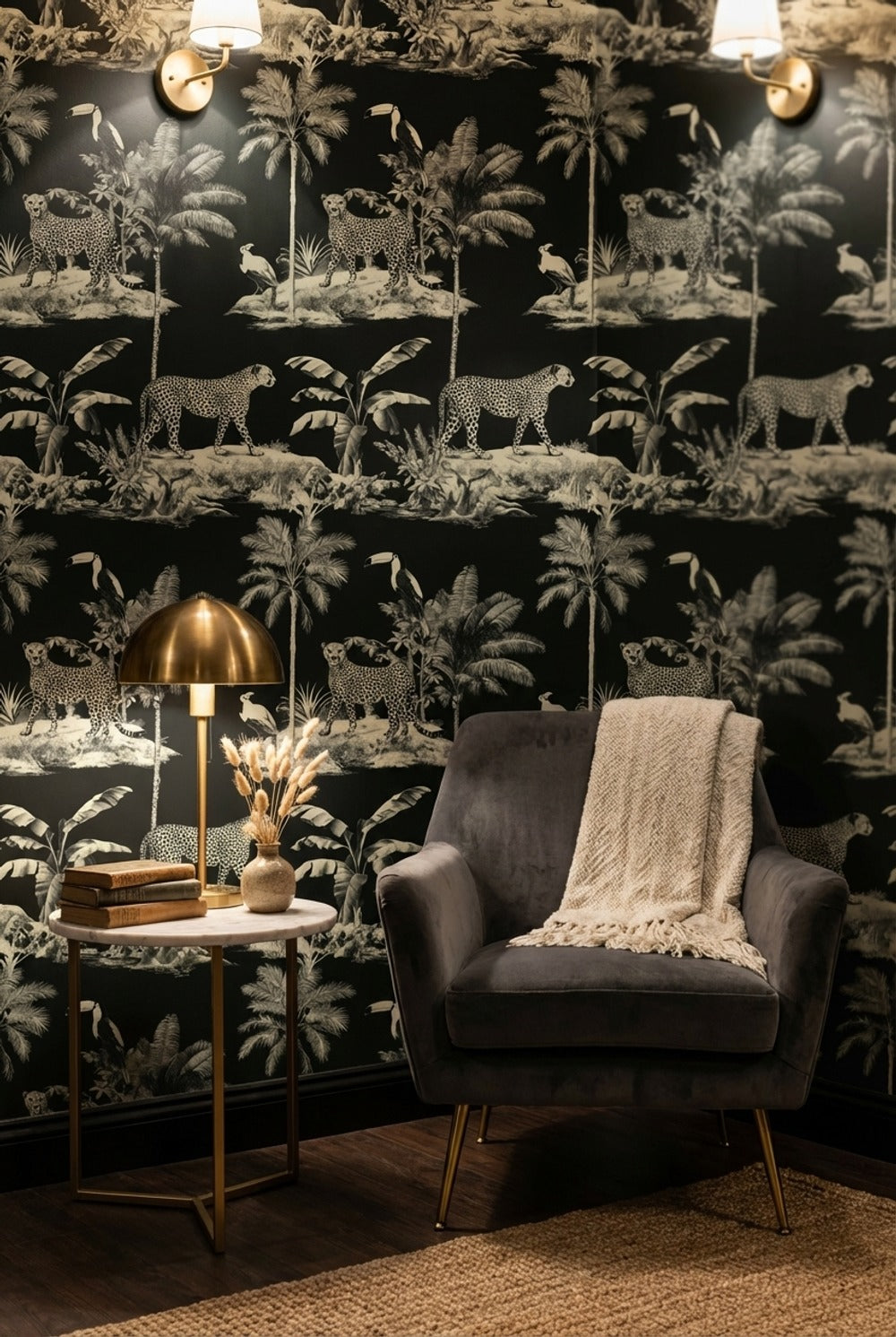 Tropical Birds Wallpaper Leopard Vintage Wall Mural