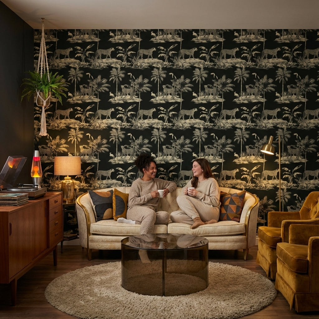 Tropical Birds Wallpaper Leopard Vintage Wall Mural