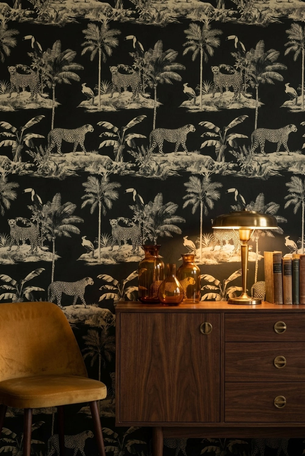 Tropical Birds Wallpaper Leopard Vintage Wall Mural