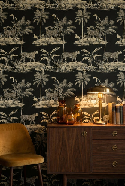 Tropical Birds Wallpaper Leopard Vintage Wall Mural