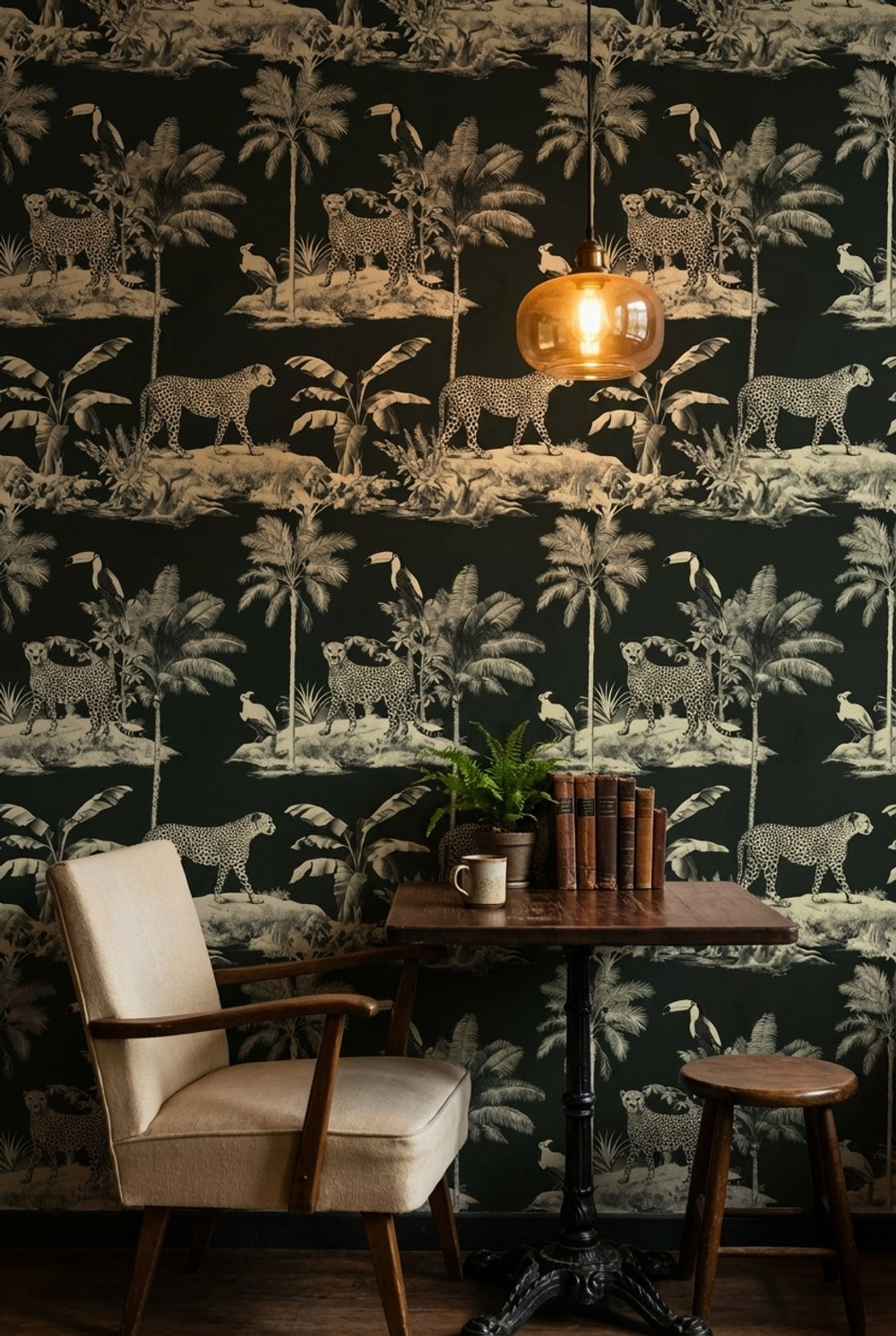 Tropical Birds Wallpaper Leopard Vintage Wall Mural