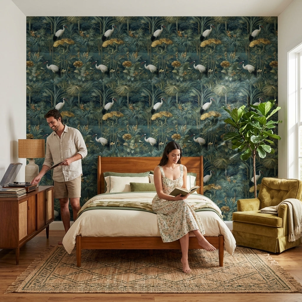 Tropical Birds Wallpaper Palm Leaves Removable Floral Wall Mural