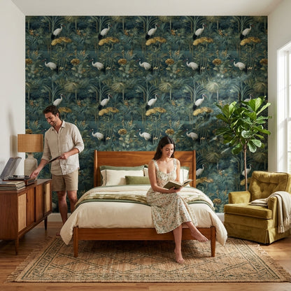 Tropical Birds Wallpaper Palm Leaves Removable Floral Wall Mural