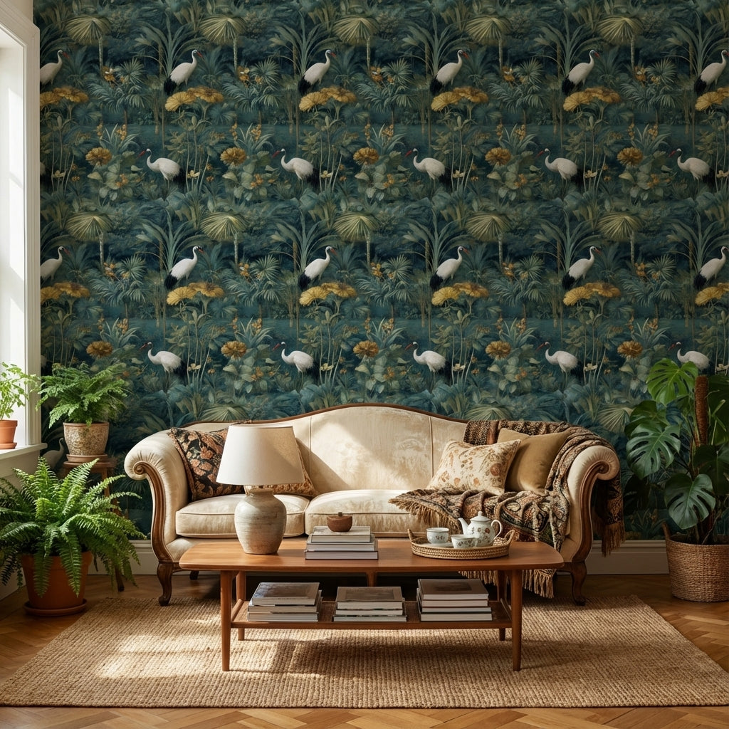 Tropical Birds Wallpaper Palm Leaves Removable Floral Wall Mural