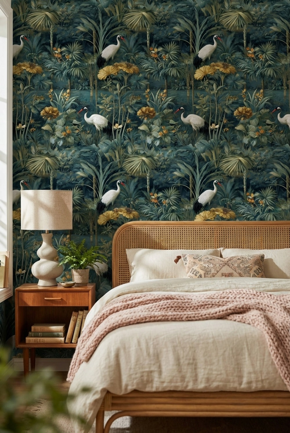 Tropical Birds Wallpaper Palm Leaves Removable Floral Wall Mural