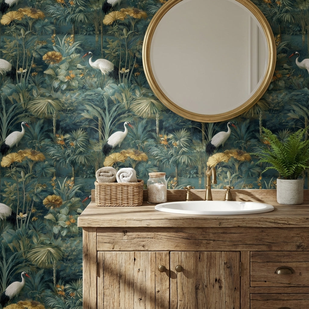 Tropical Birds Wallpaper Palm Leaves Removable Floral Wall Mural