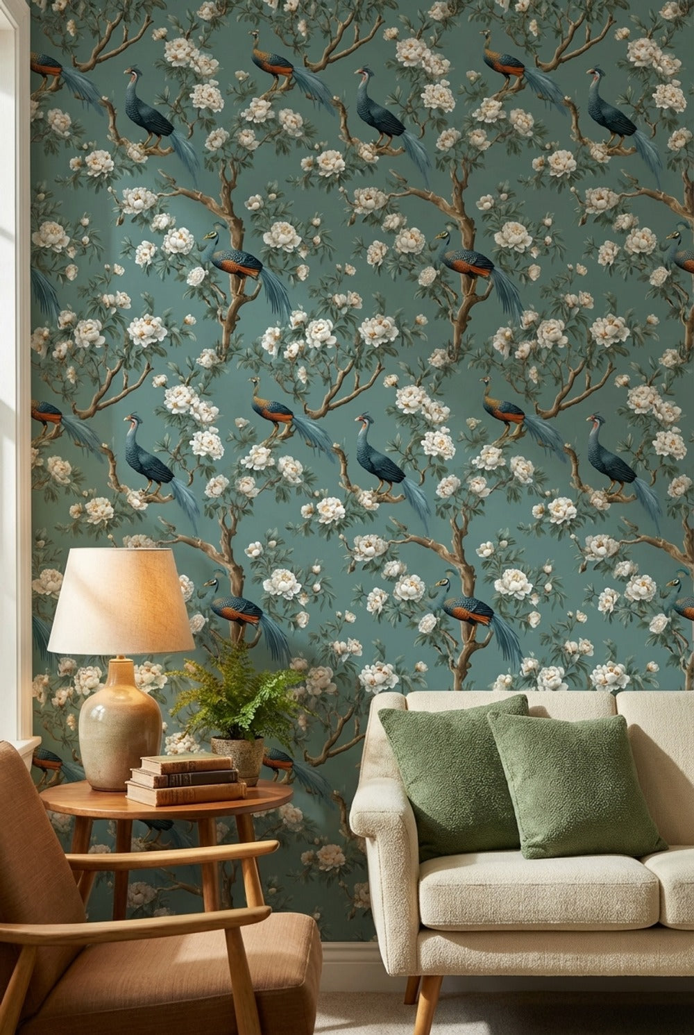 Floral Wallpaper Birds Removable Traditional Wall Mural
