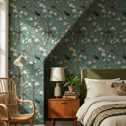 Floral Wallpaper Birds Removable Traditional Wall Mural