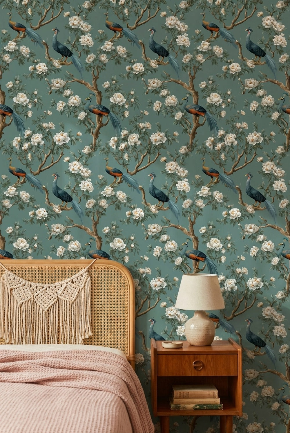 Floral Wallpaper Birds Removable Traditional Wall Mural