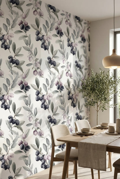 White Background Wallpaper Green Purple Wall Decor