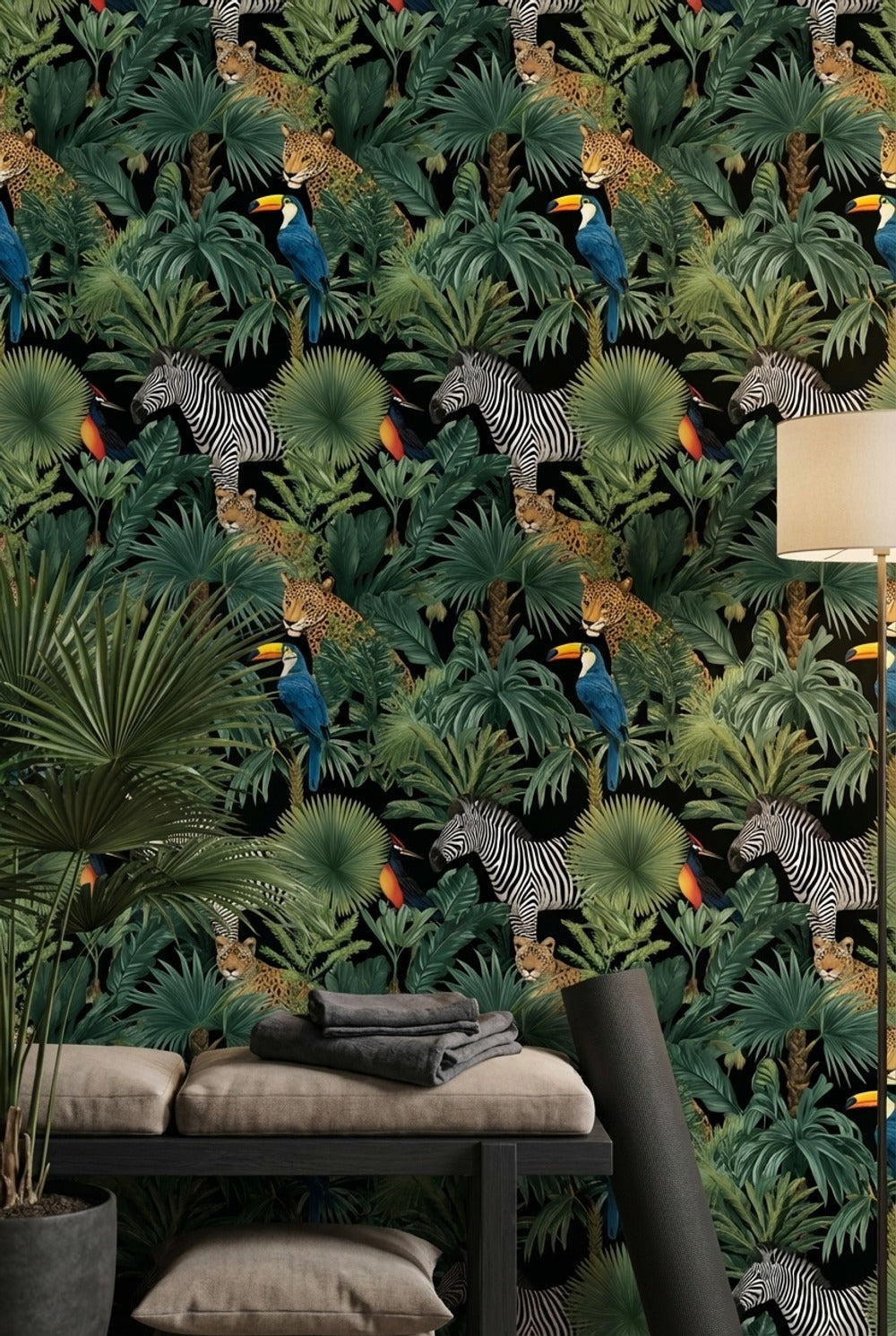 Jungle Wildlife Wallpaper Tropical Leopard Wall Mural