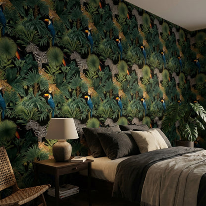 Jungle Wildlife Wallpaper Tropical Leopard Wall Mural