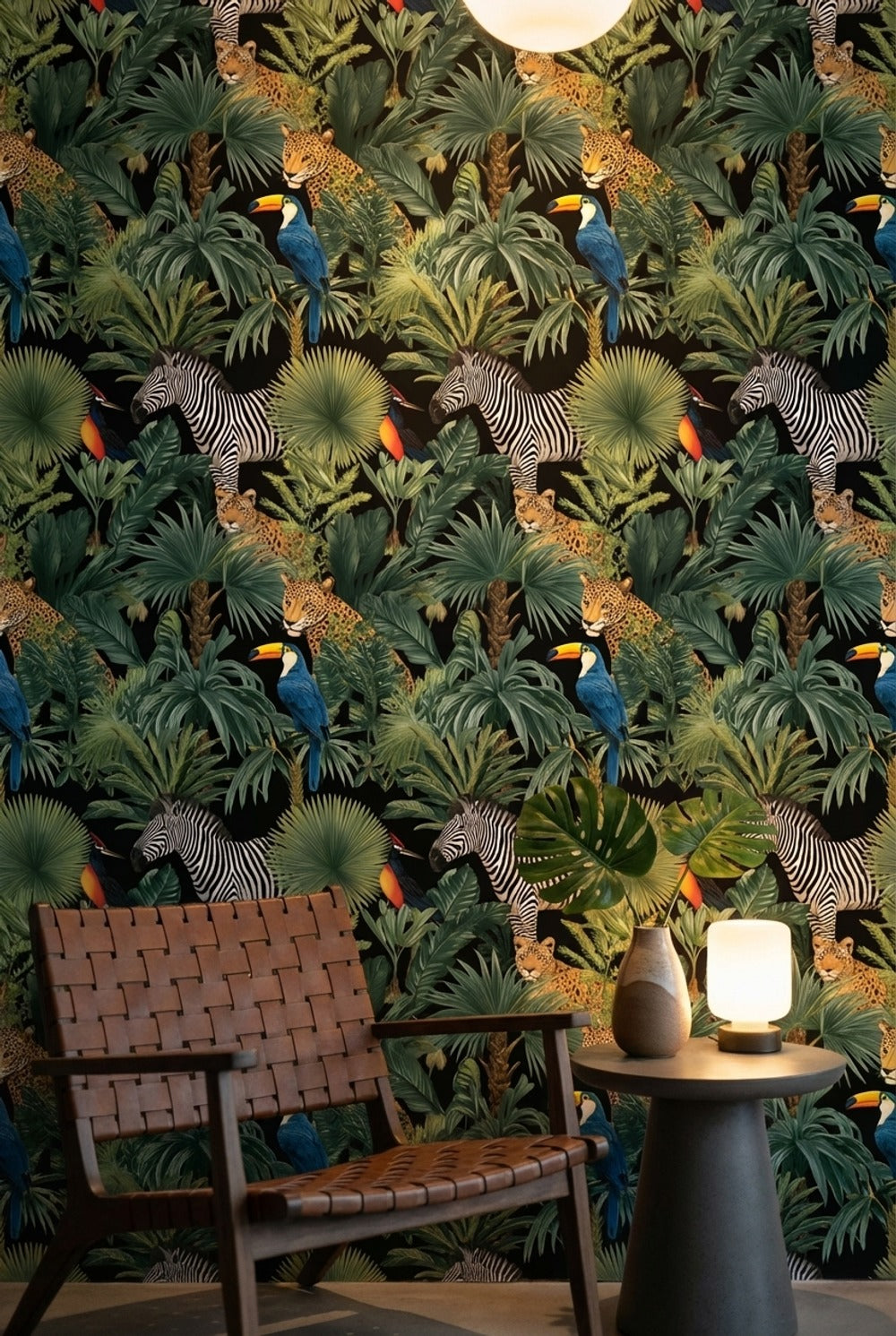 Jungle Wildlife Wallpaper Tropical Leopard Wall Mural