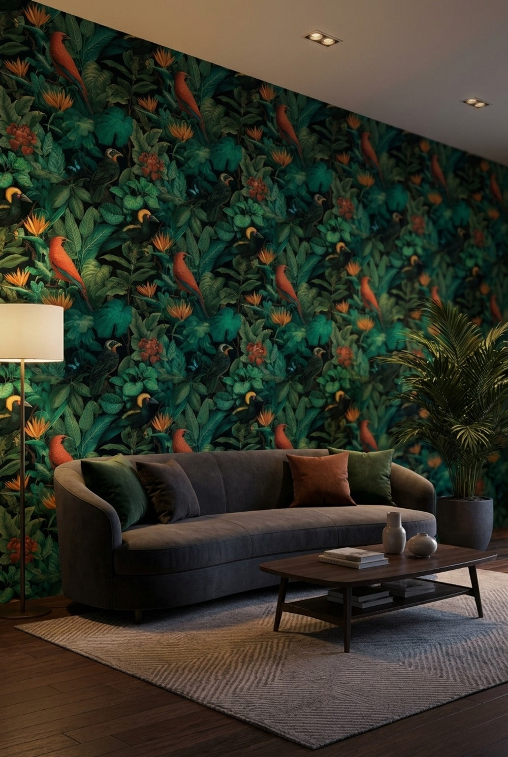 Tropical Birds Wallpaper Shades Green Wall Mural
