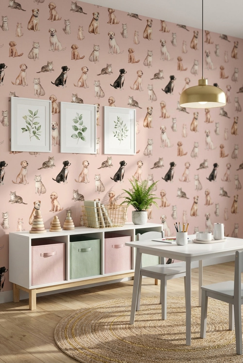 Cats Wallpaper Dogs Watercolor Decorative Mural