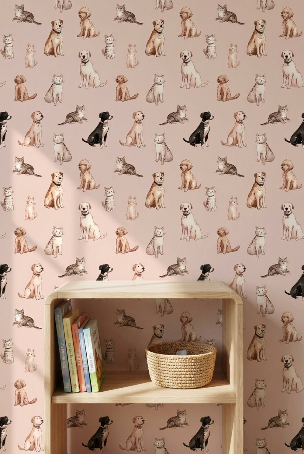 Cats Wallpaper Dogs Watercolor Decorative Mural