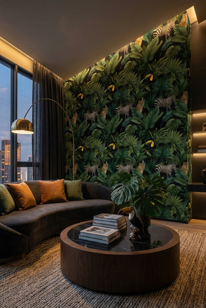 Shades Of Green Wallpaper Tropical Removable Animal Wall Mural