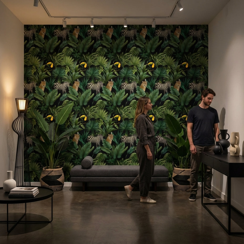 Shades Of Green Wallpaper Tropical Removable Animal Wall Mural