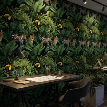 Shades Of Green Wallpaper Tropical Removable Animal Wall Mural