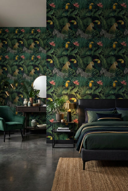 Tropical Wallpaper Jungle Animals Removable Wall Decor