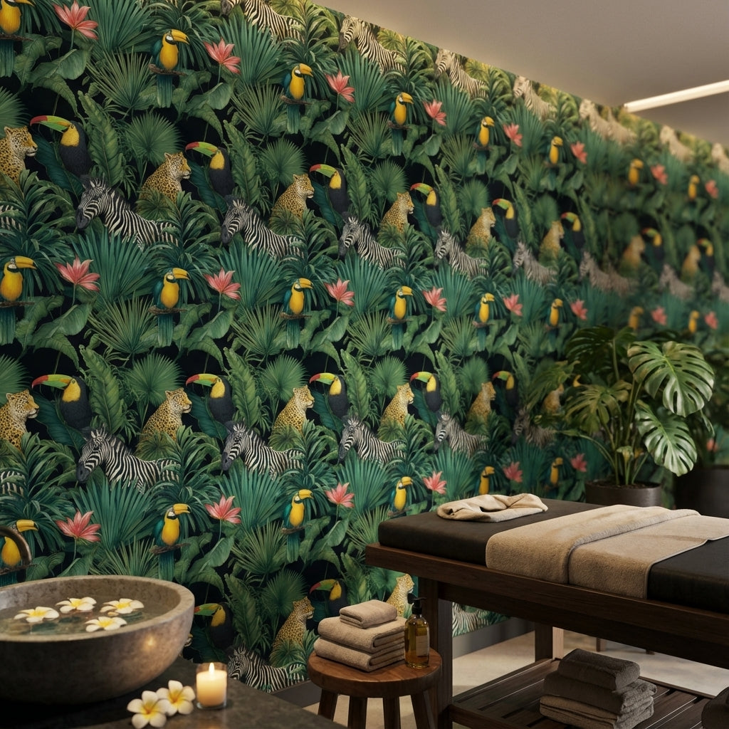 Tropical Wallpaper Jungle Animals Removable Wall Decor