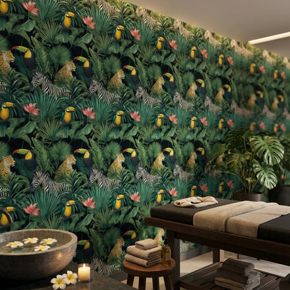 Tropical Wallpaper Jungle Animals Removable Wall Decor