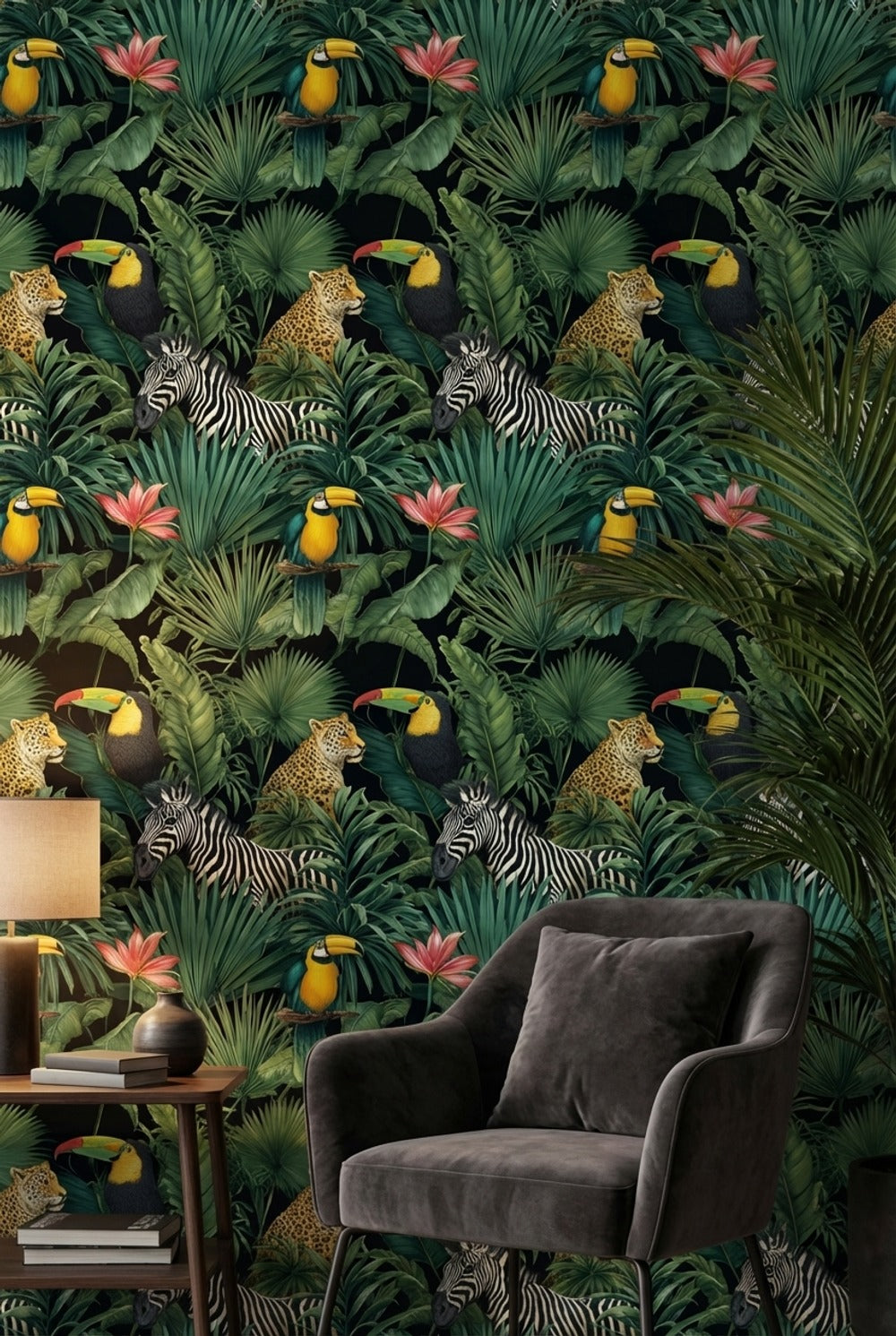 Tropical Wallpaper Jungle Animals Removable Wall Decor