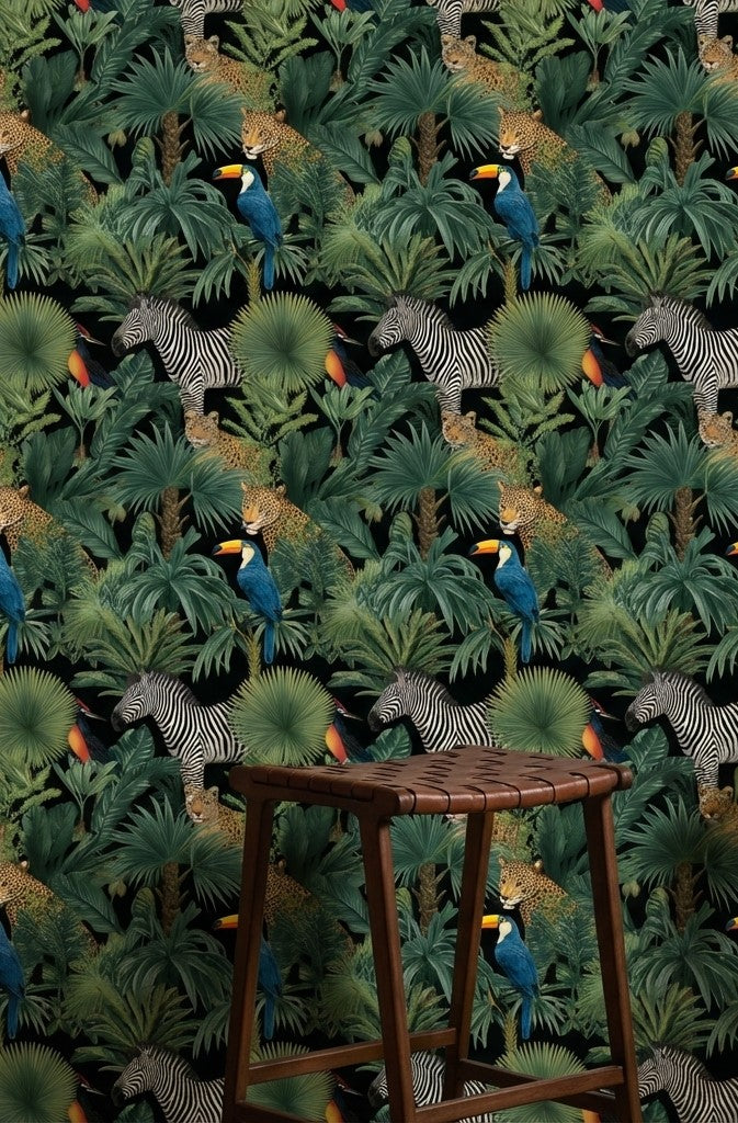 Jungle Wildlife Wallpaper Tropical Leopard Wall Mural