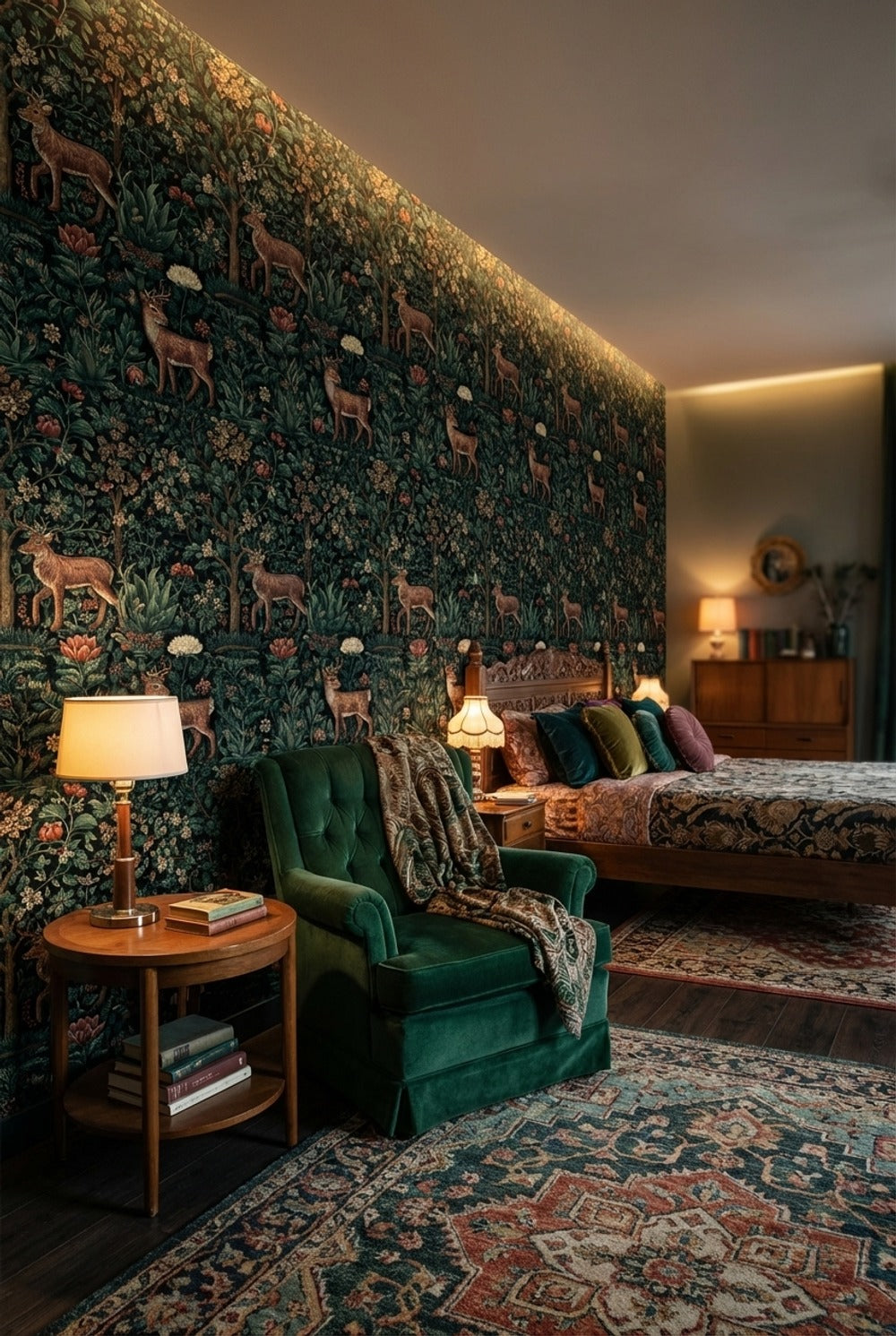 Vintage Floral Wallpaper Deer Nature Wall Mural