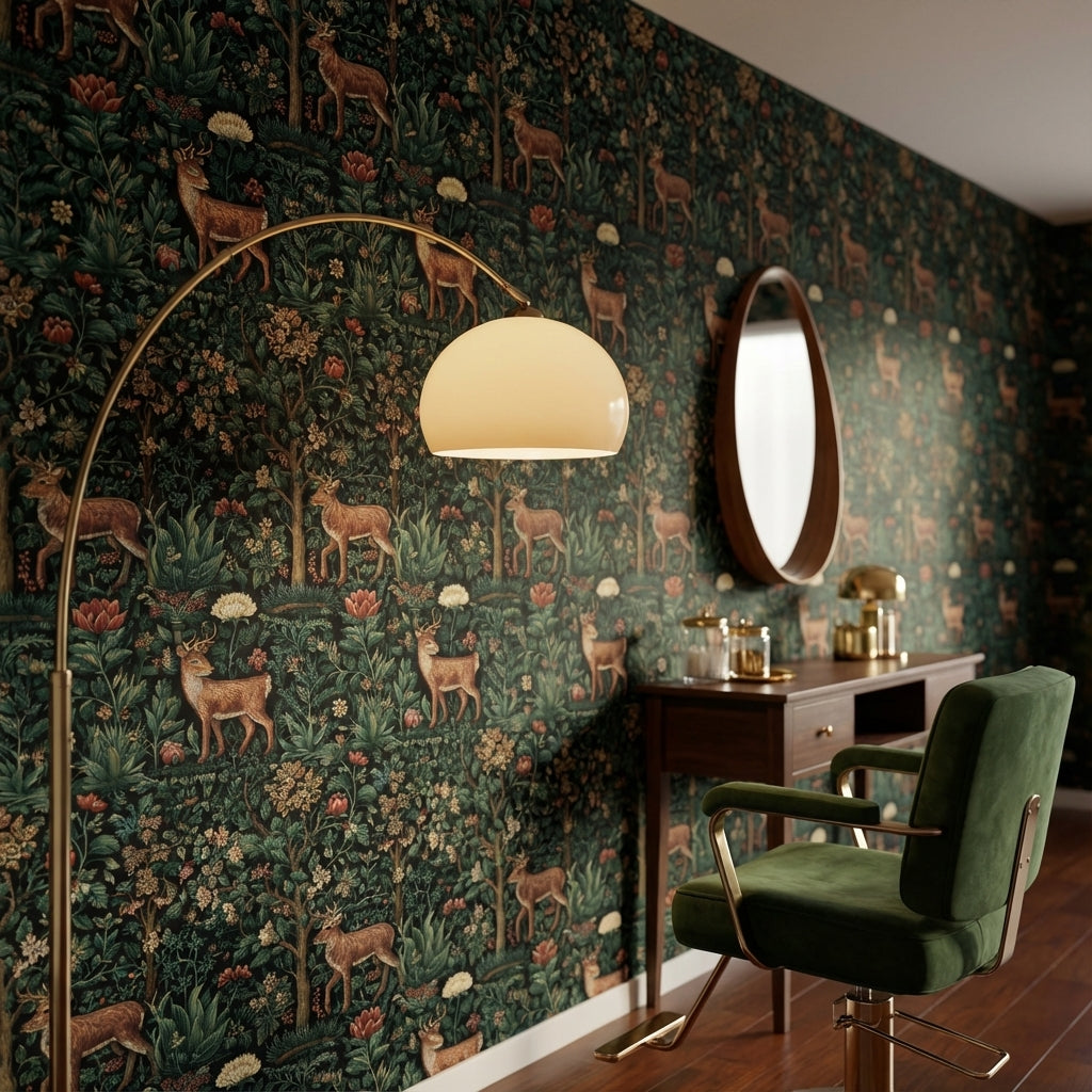 Vintage Floral Wallpaper Deer Nature Wall Mural