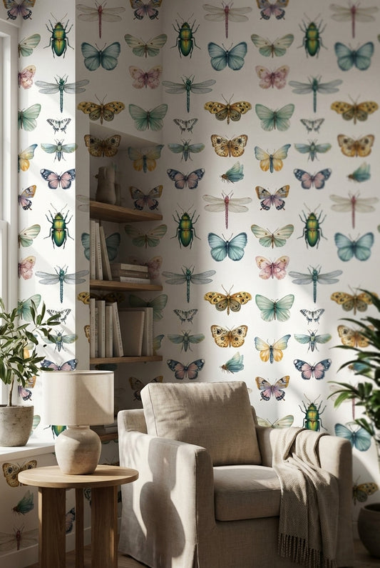 White Background Wallpaper Vintage Playful Wall Decor