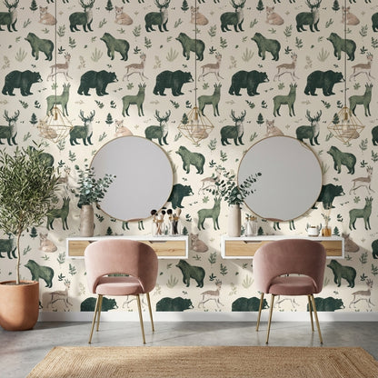 Animals Wallpaper Botanical Illustrative Mural